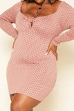 Plus Size Polka Dot Long Sleeve Mini Dress